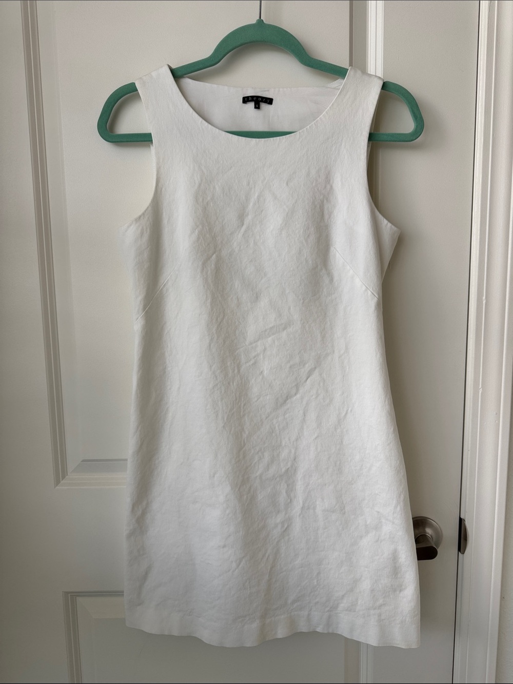 Theory White Sleeveless Mini Shift Dress